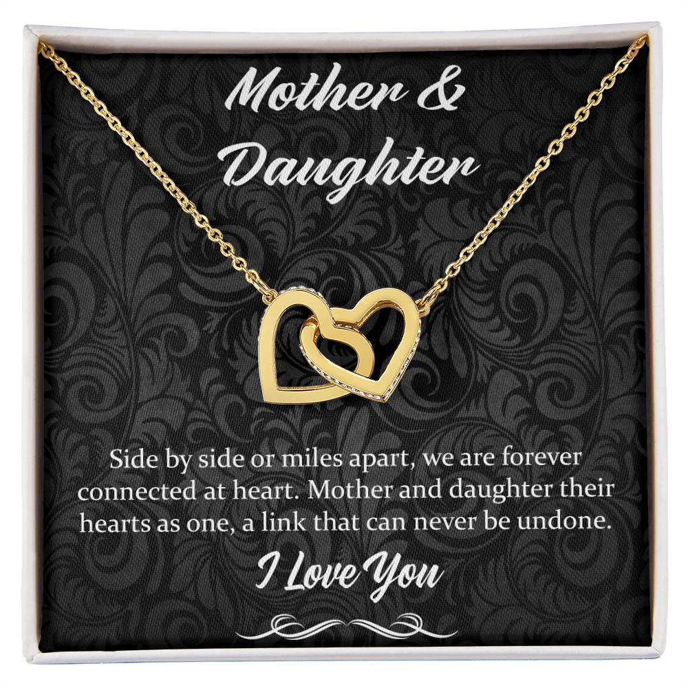 Side By Side Or Miles Apart - Mother & Daughter Interlocking Hearts Necklace