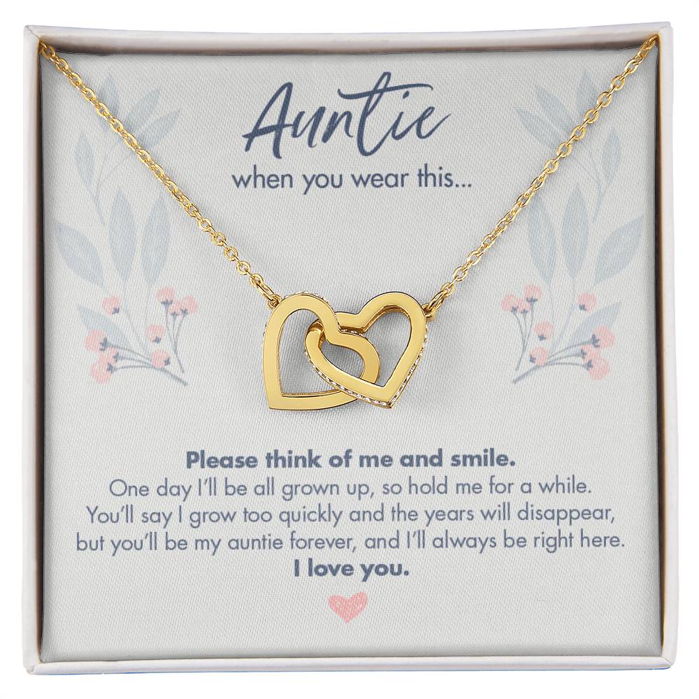 Gift From Baby Or Toddler To Aunt - Auntie When You Wear This Necklace Interlocking Hearts Necklace