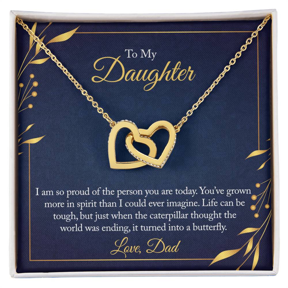 To My Daughter - I Am So Proud Of The Person You Are Today - Necklace Interlocking Hearts Necklace