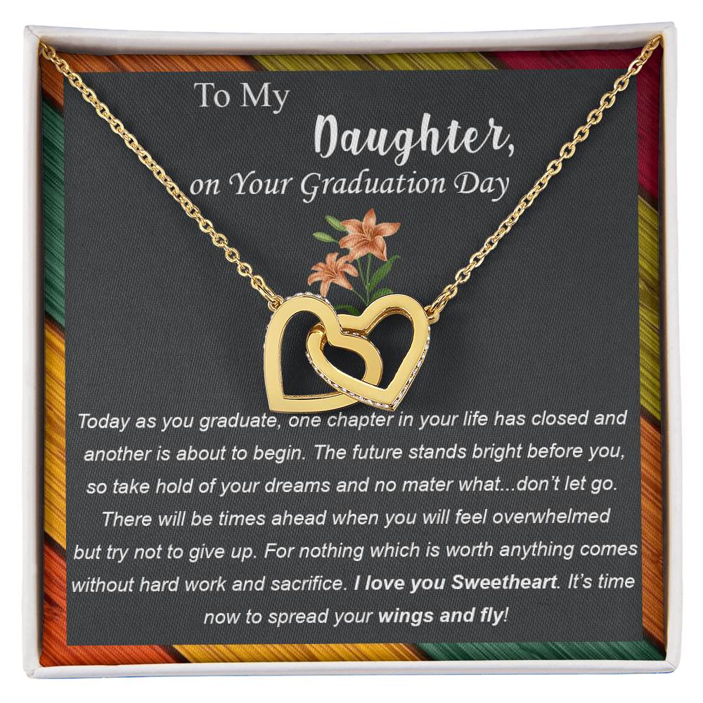 To My Daughter On Your Graduation Day Heart Lock Necklace From Parent Interlocking Hearts Necklace