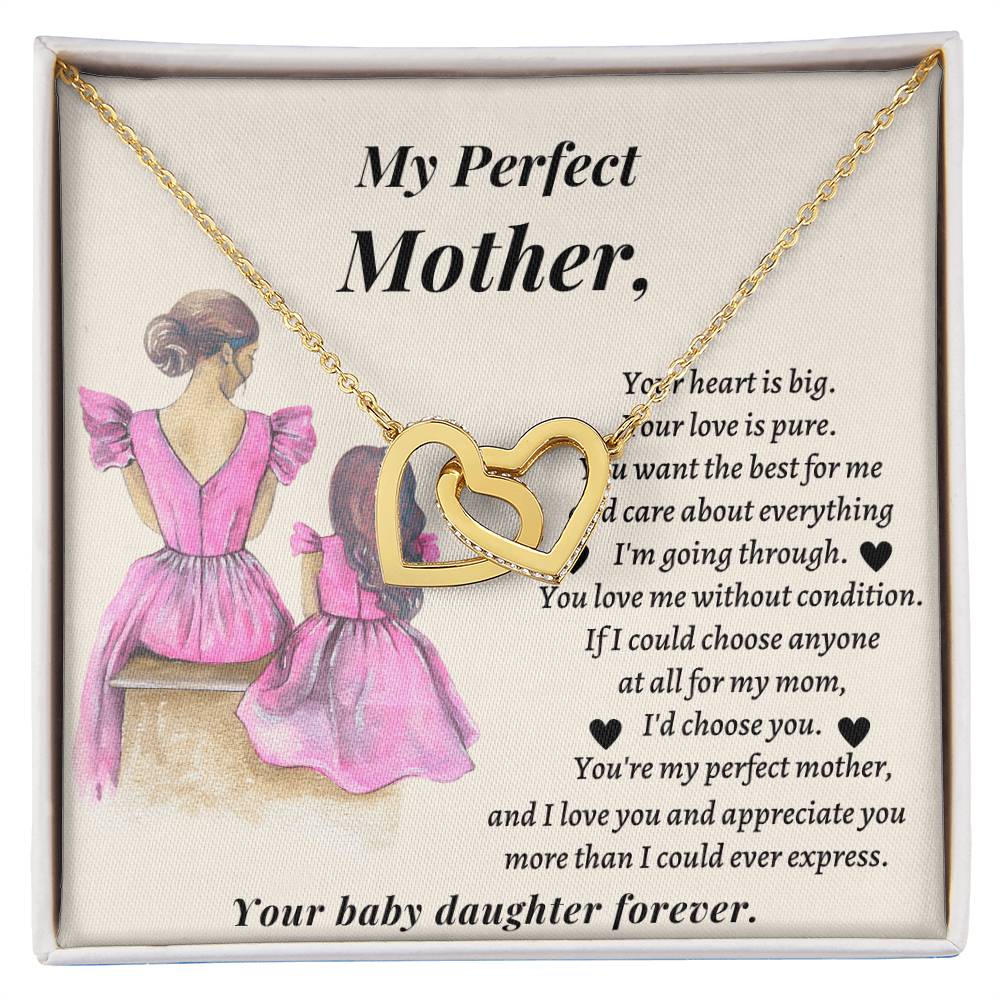 Wedding Gift For Mother - You'Re My Perfect Mother And I Love You And Appreciate You More Than I Could Ever Express Interlocking Hearts Necklace