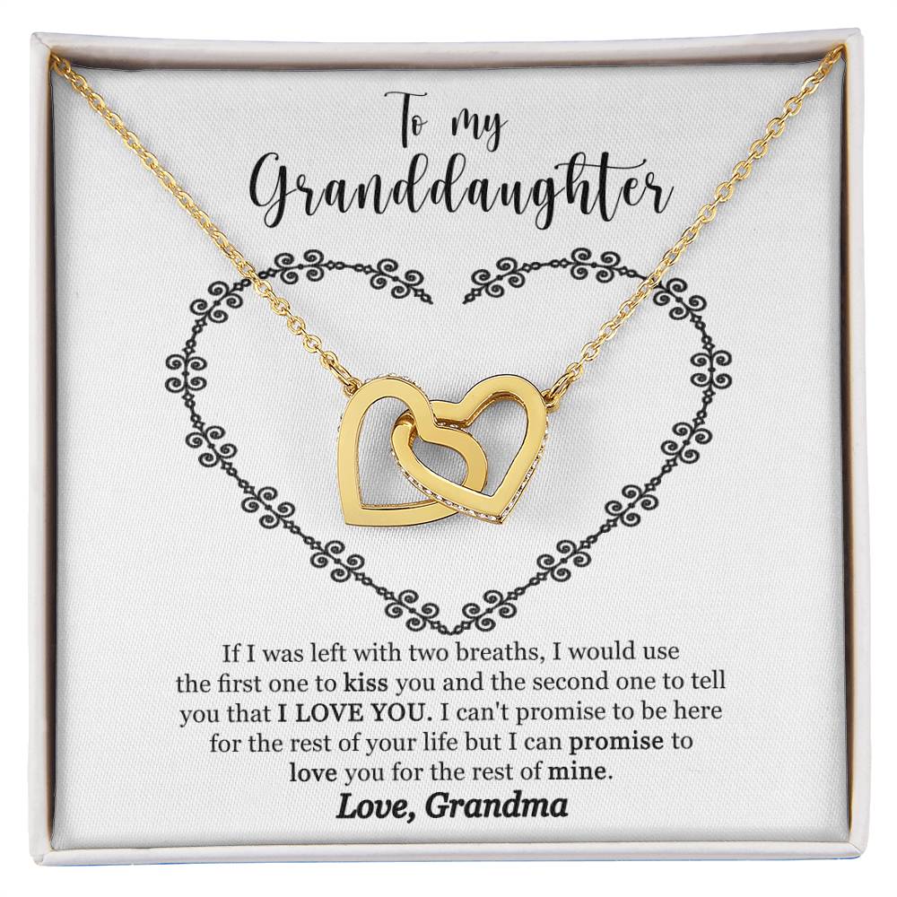 To My Granddaughter - I Promise To Love You For The Rest Of My Life Interlocking Hearts Necklace
