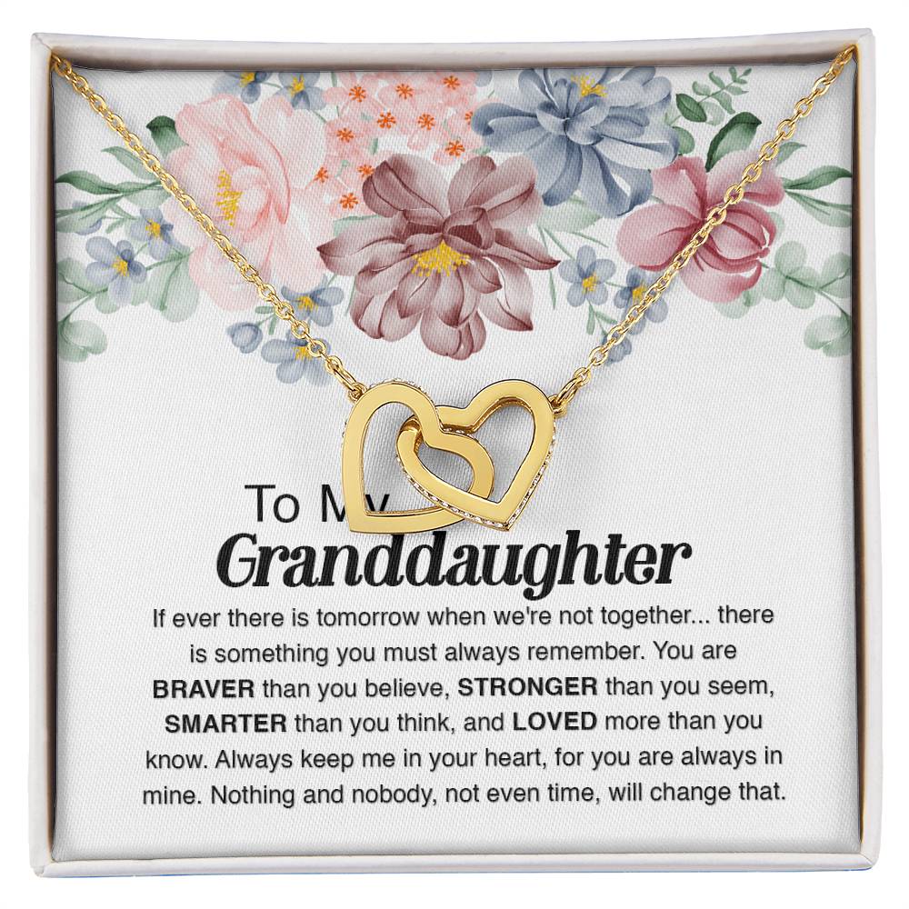 To My Granddaughter - Always Remember Interlocking Hearts Necklace