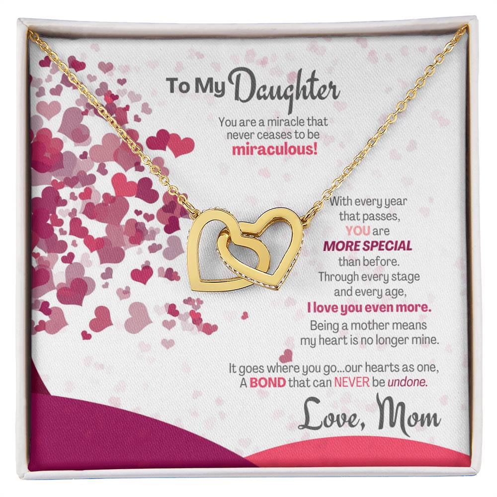 A Bond That Can Never Be Undone - Interlocking Hearts Necklace Gift For Daughter From Mom