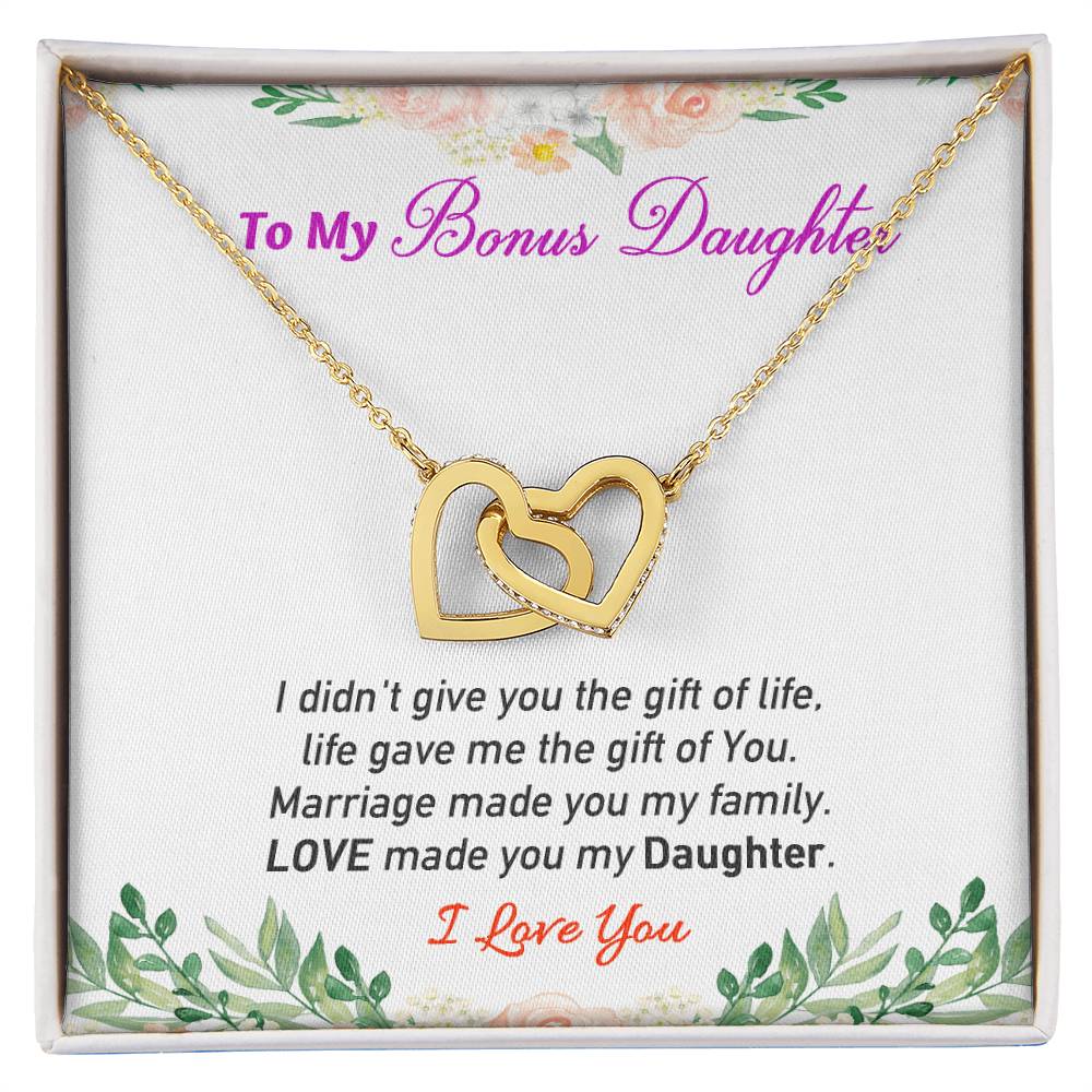 Love My Bonus Daughter Interlocking Hearts Necklace