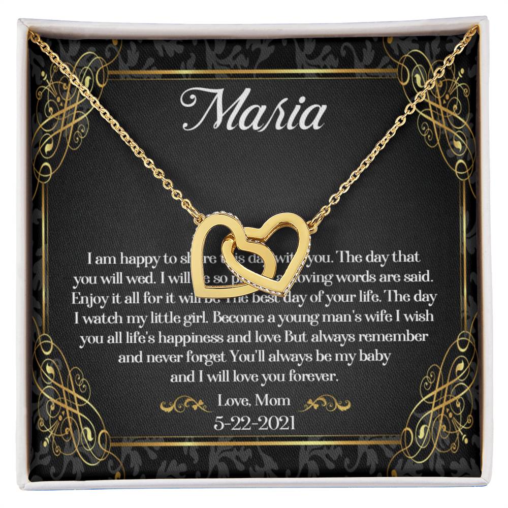 To My Daughter On Her Wedding Day Necklace Daughter Wedding Gift Wedding Gift For Daughter Daughter Interlocking Heart Necklace Wediing Interlocking Hearts Necklace