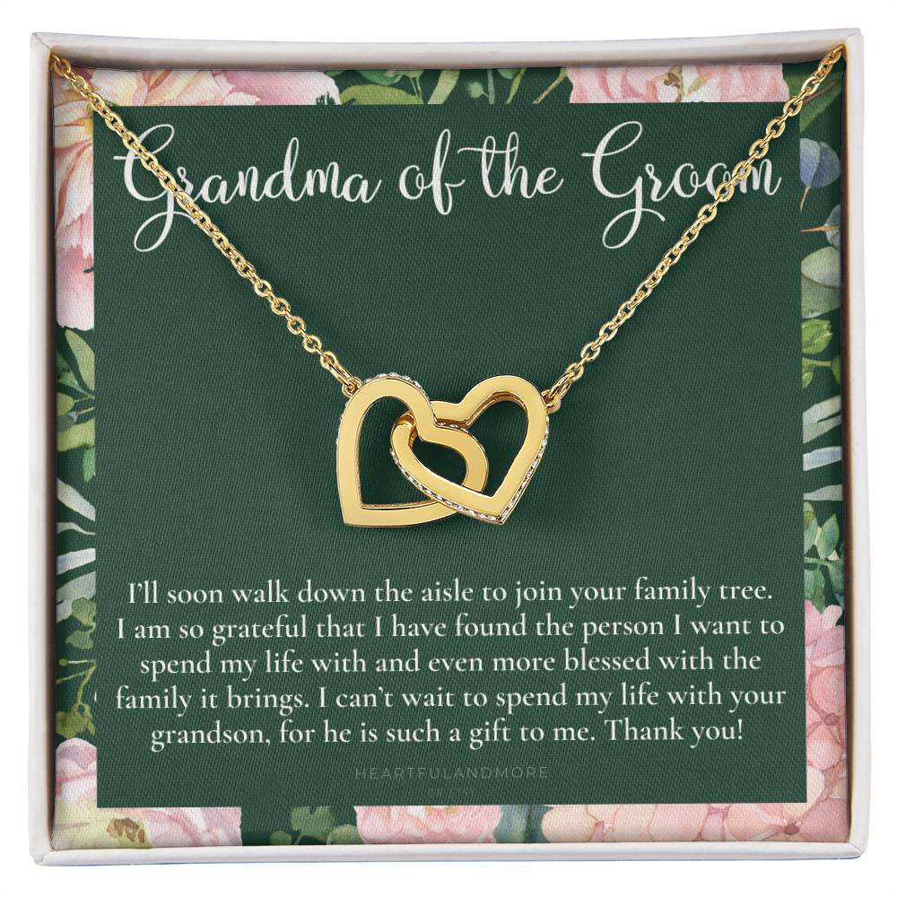 Grandmother Of The Groom Gift Necklace Grandma Wedding Gift Nana Bridal Shower Rehearsal Dinner Thank You Gift Interlocking Hearts Necklace