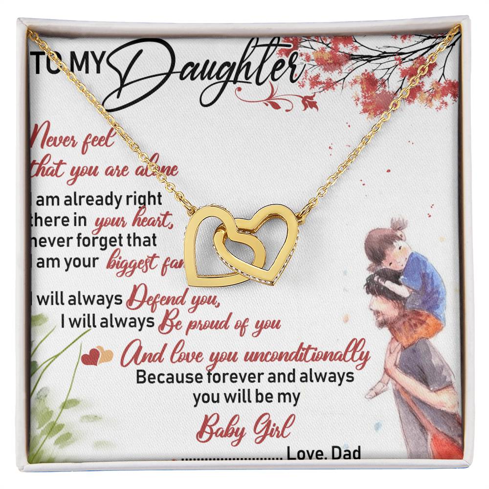 To My Daughter Interlocking Hearts Necklace Message Card