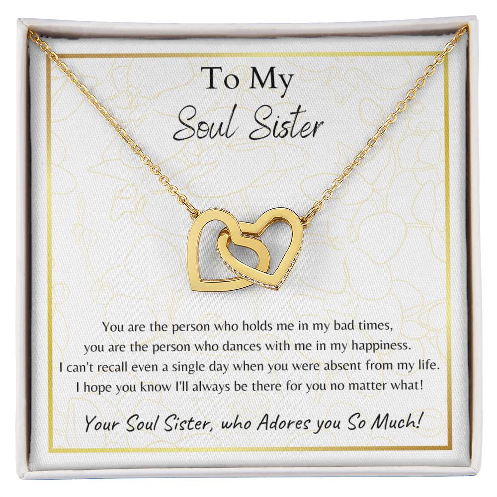 To My Soul Sister Interlocking Hearts Necklace