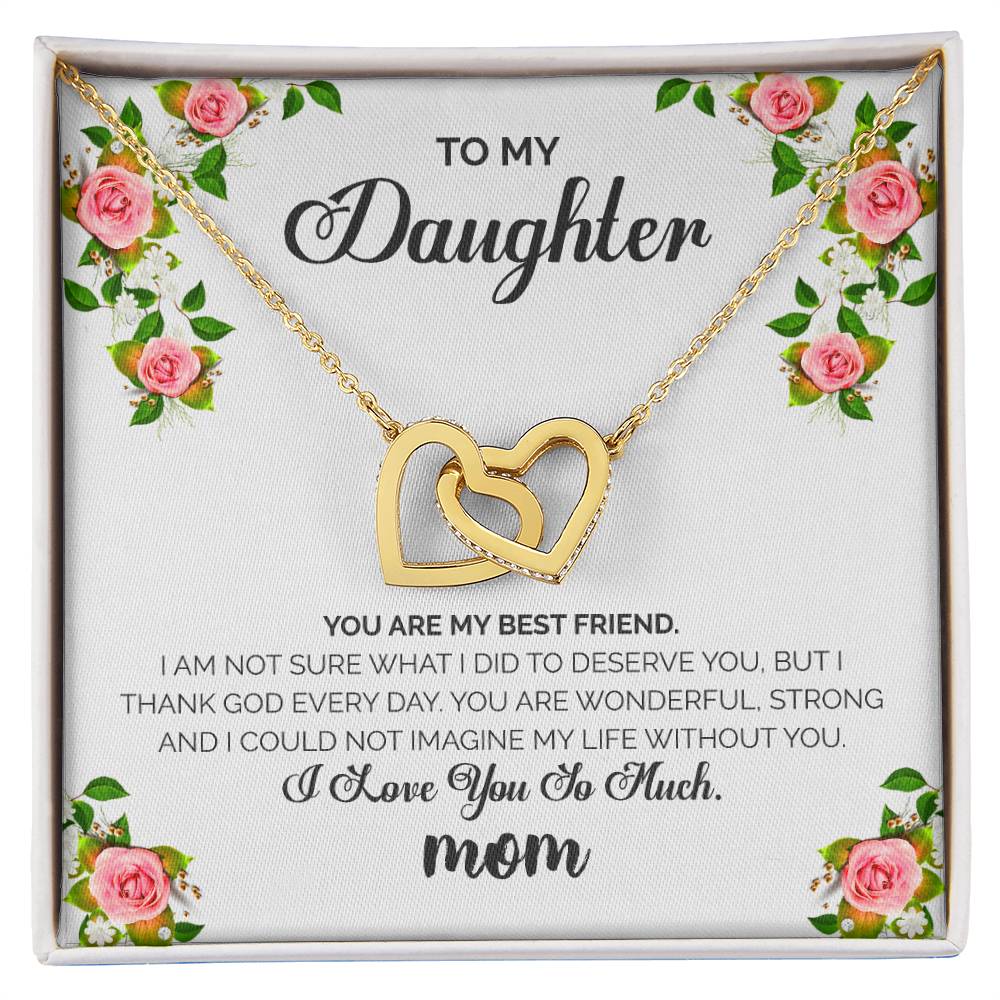 To My Daughter - I Love You So Much Necklace Interlocking Hearts Necklace