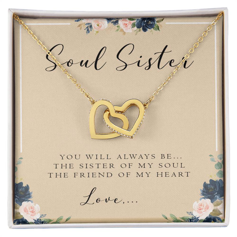 Soul Sister Necklace With Card Best Friend Gift Personalized Gift For Best Friend Birthday Interlocking Hearts Necklace