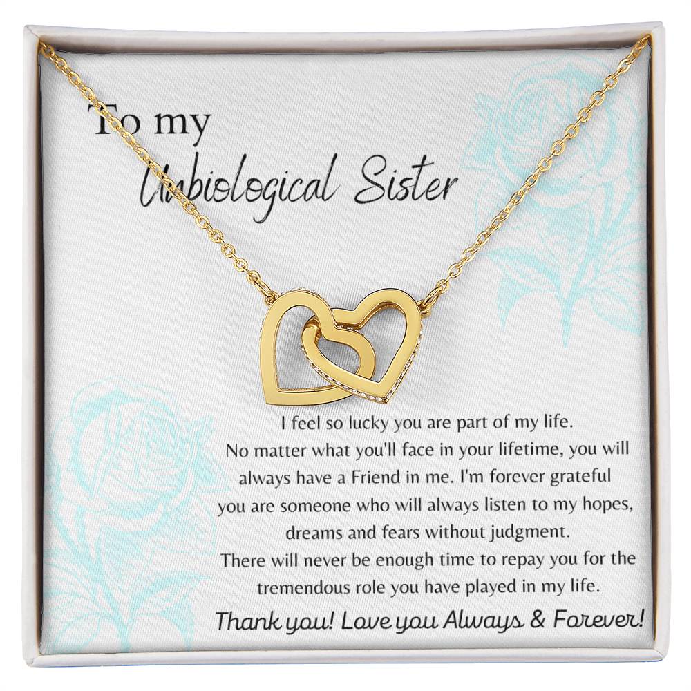 To My Unbiologigal Sister Interlocking Hearts Necklace