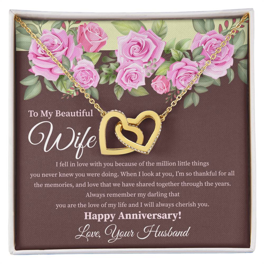 My Beautiful Wife - 2 Hearts Necklace Interlocking Hearts Necklace