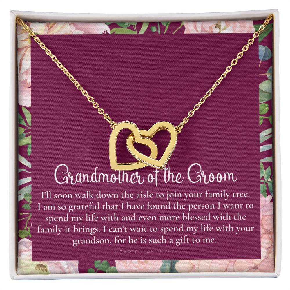 Grandmother Of The Groom Gift Necklace Grandma Wedding Gift Nana Bridal Shower Rehearsal Dinner Thank You Gift Interlocking Hearts Necklace