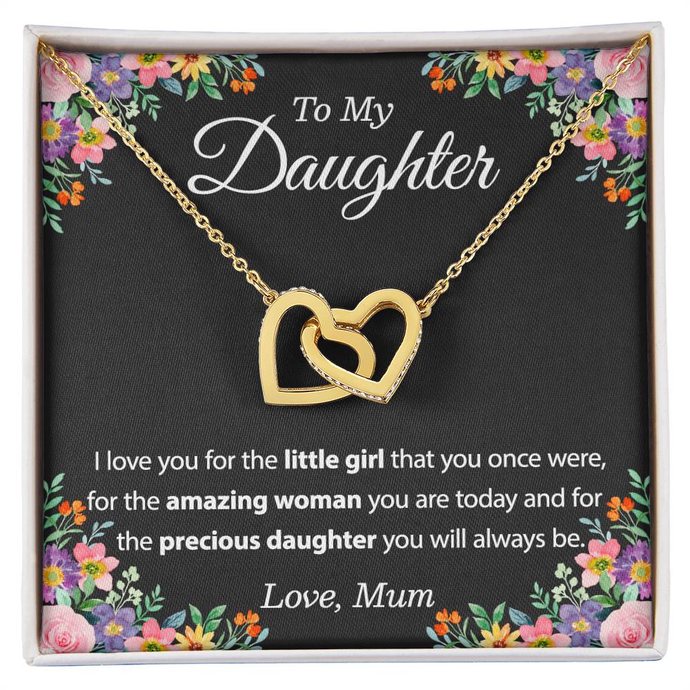 To My Daughter Necklace From Mum - To My Daughter Necklace From Dad Interlocking Hearts Necklace