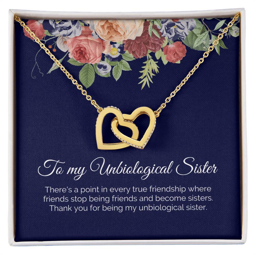 To My Unbiological Sister True Friendship Interlocked Hearts Necklace Interlocking Hearts Necklace