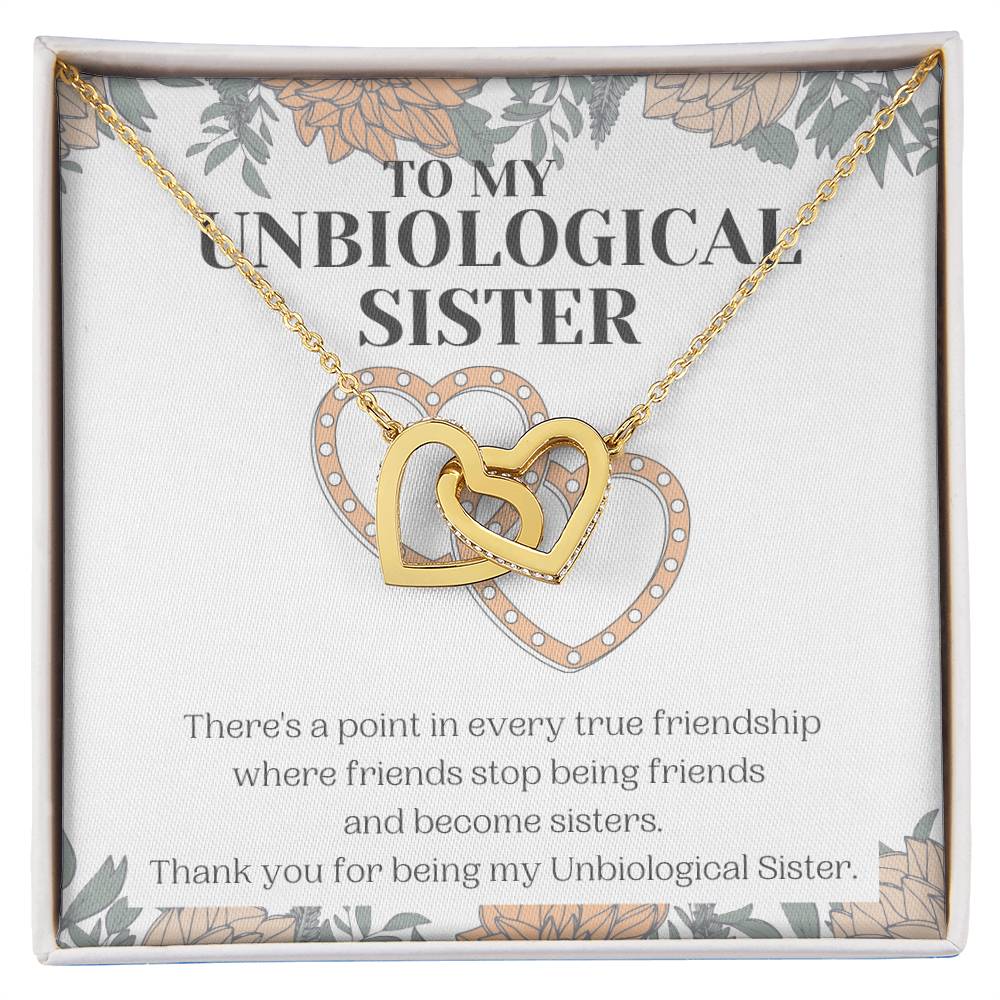 Unbiological Sister Gift Best Friend Necklace Soul Sister Bridesmaid Gift 18Kt Gold Sterling Silver Heart Pendant Jewelry Free Gift Box Interlocking Hearts Necklace