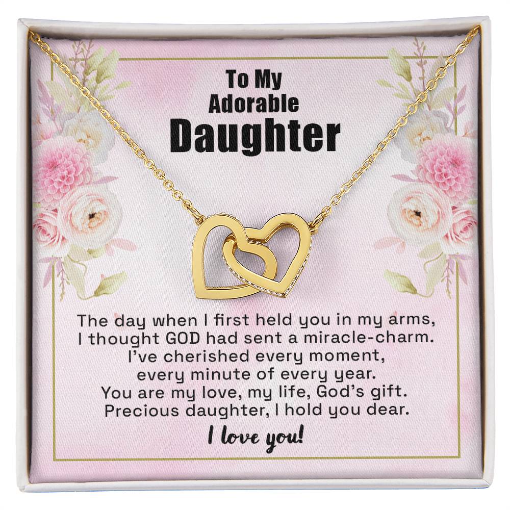 To My Adorable Daughter - I Hold Your Dear - Necklace Interlocking Hearts Necklace