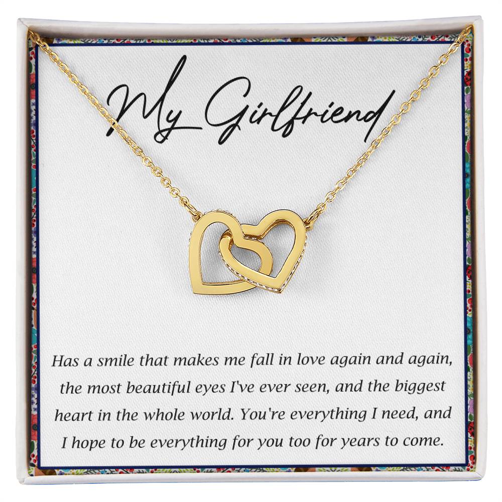 My Girlfriend Interlocking Hearts Necklace Message Card