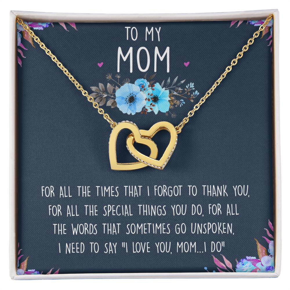 To My Mom Interlocking Hearts Necklace Message Card