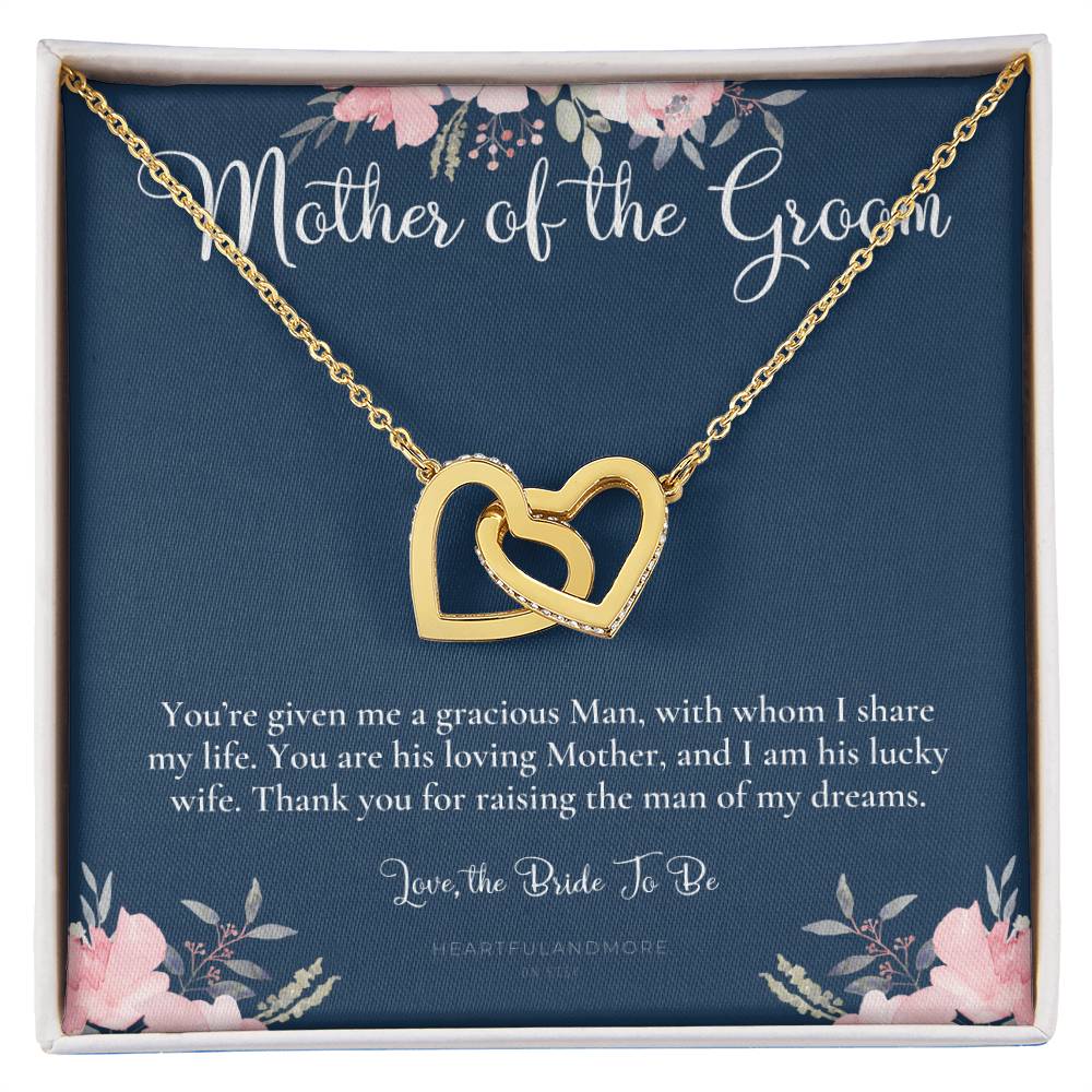 Mother Of The Groom Gift Necklace Wedding Gift Bridal Party Rehearsal Dinner Man Of My Dreams Parent Of Groom Mother In Law Gift Interlocking Hearts Necklace