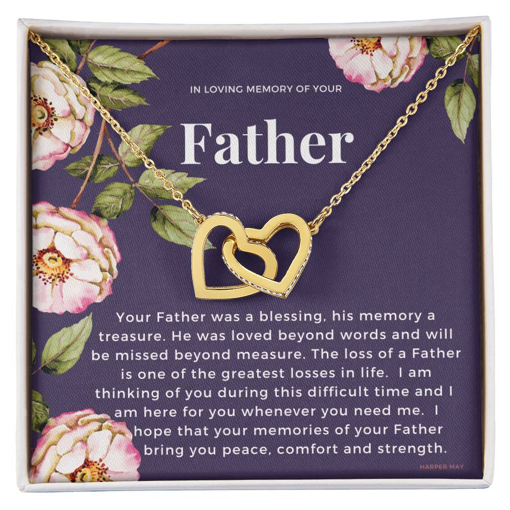 Loss Of Father Interlocking Hearts Necklace