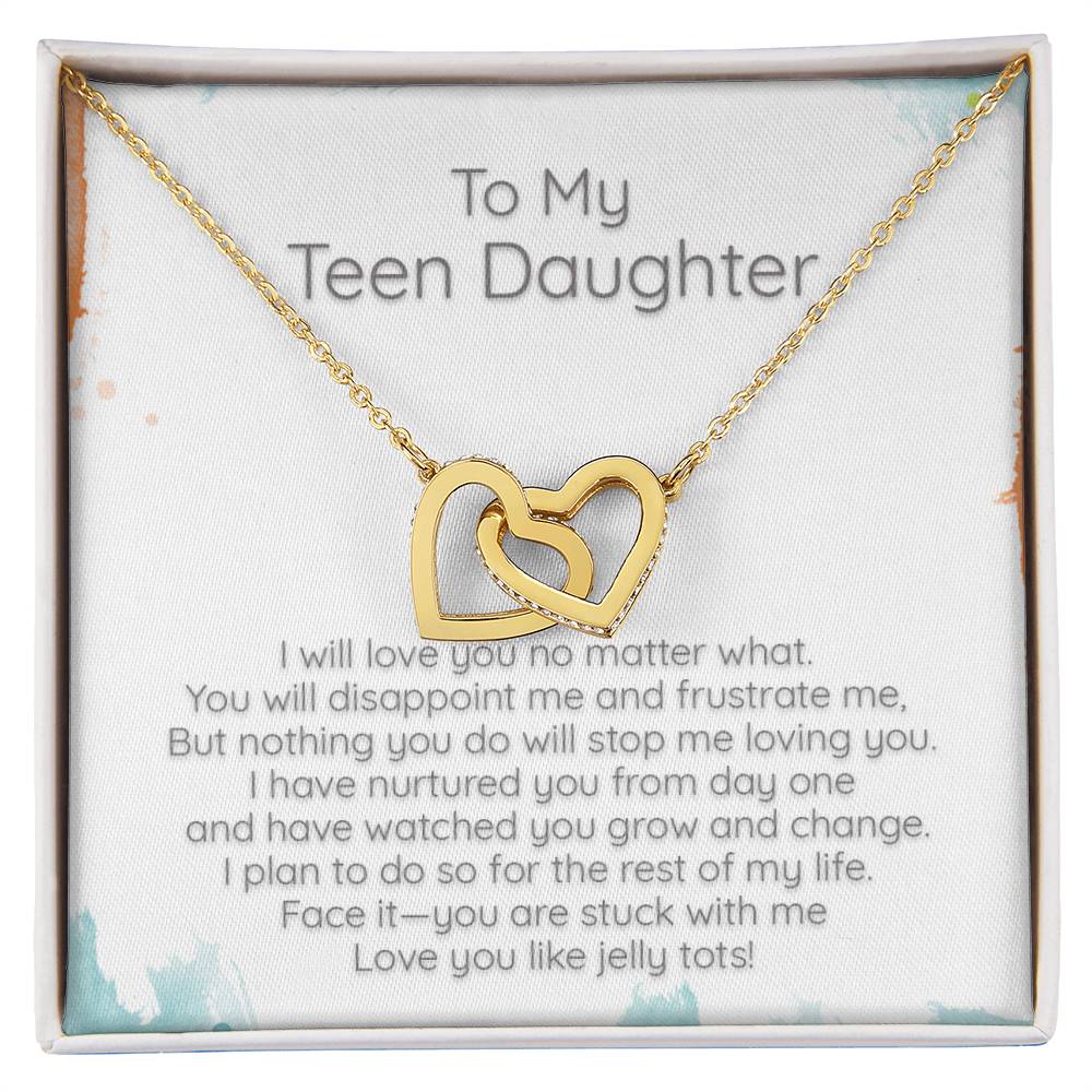 Teen Daughter I Love You No Matter What - Locked Hearts Necklace Interlocking Hearts Necklace