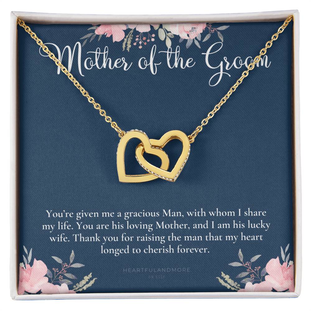 Mother Of The Groom Gift Necklace Wedding Gift Bridal Party Rehearsal Dinner Man Of My Dreams Parent Of Groom Mother In Law Gift Interlocking Hearts Necklace