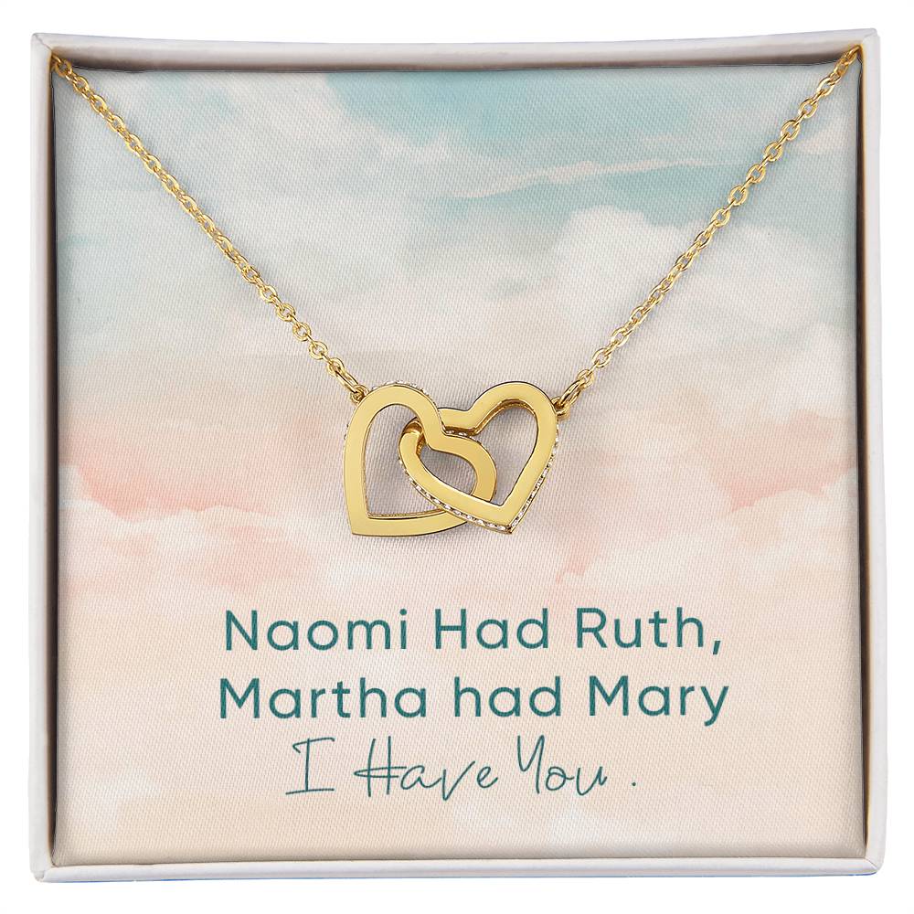 Unbiological Sister Necklace Naomi And Ruth Best Friend Gift Jewelry Interlocking Hearts Necklace