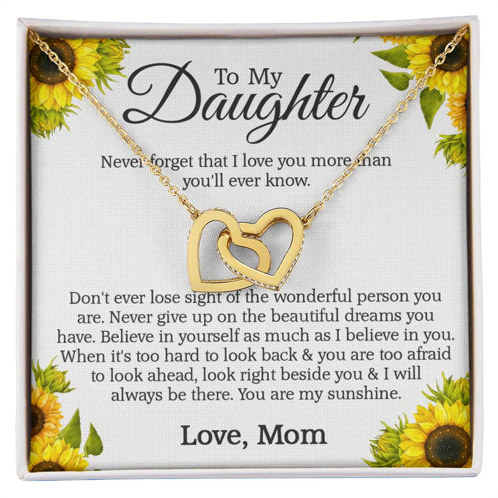 To My Daughter - Never Forget That I Love You More Than You'Ll Ever Know Interlocking Hearts Necklace