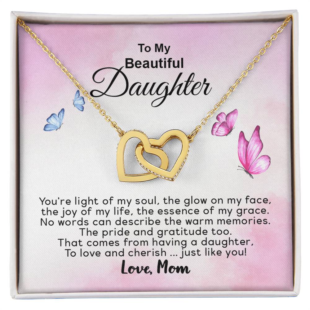 To My Beautiful Daughter - You'Re Joy Of My Life - Necklace Interlocking Hearts Necklace