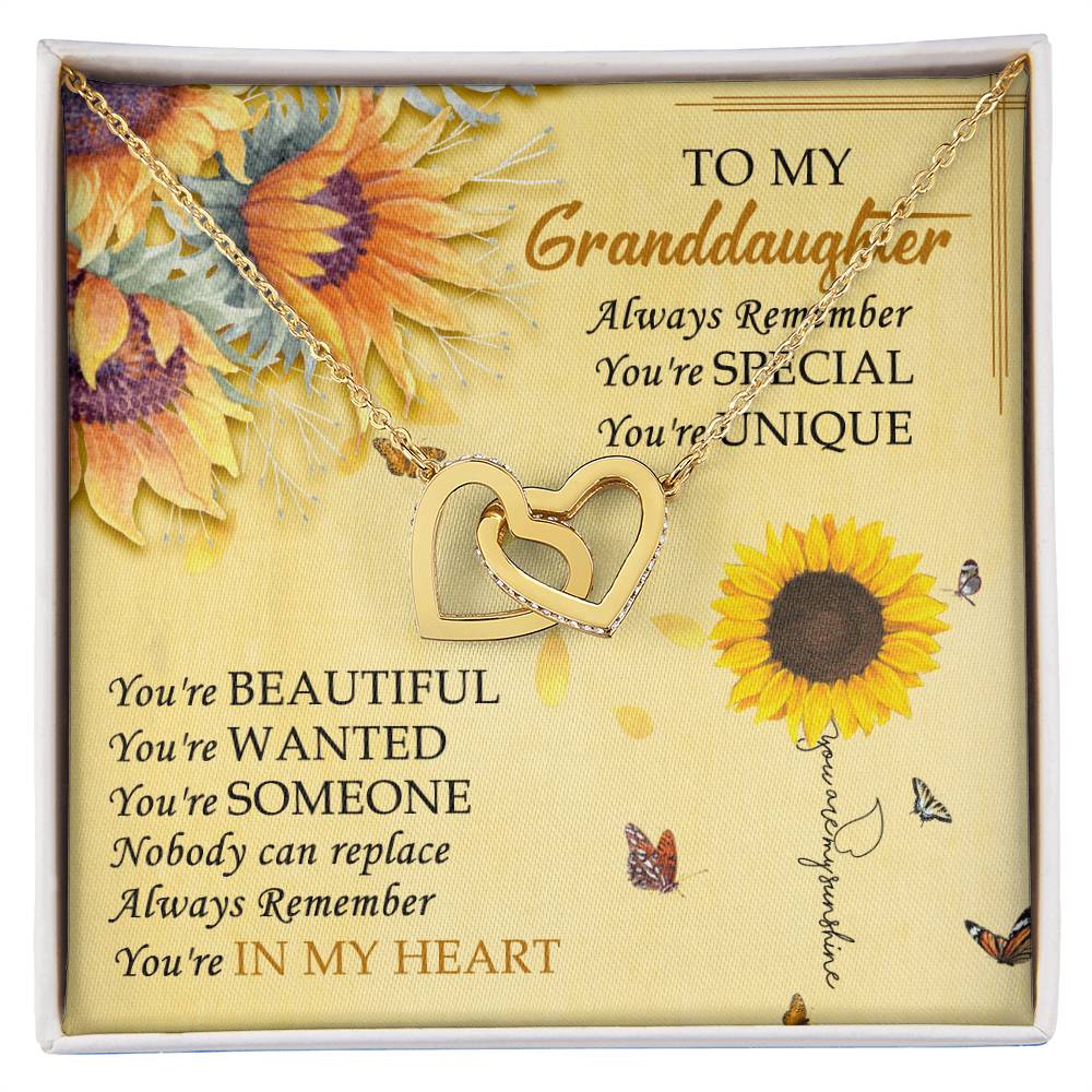 To My Granddaughter Interlocking Hearts Necklace Message Card