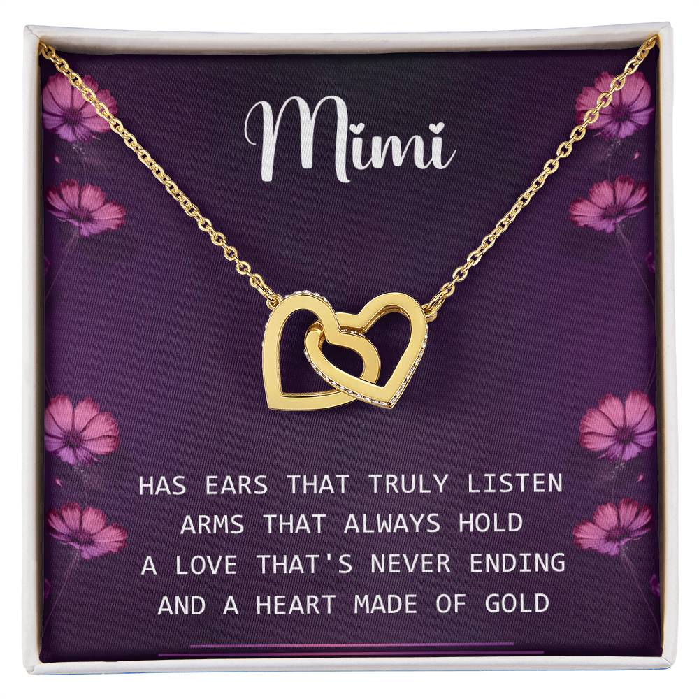 Mimi Interlocking Hearts Necklace Message Card