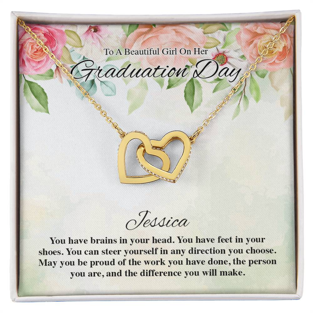 To A Beautiful Girl On Her Graduation Day Flowery Interlocking Hearts Interlocking Hearts Necklace
