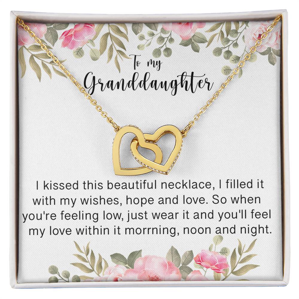 To My Granddaughter - I Love You Interlocking Hearts Necklace