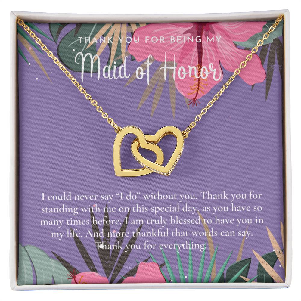 Maid Of Honor Thank You Gift From Bride Bridesmaid Gift Maid Of Honor Gift Necklace Matron Of Honor Gift Thank You Gift From Bride Interlocking Hearts Necklace