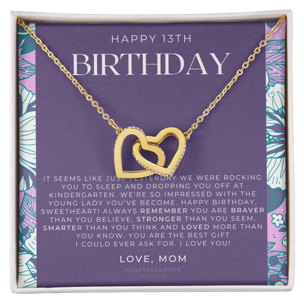 Gift For 13 Year Old Girl Gifts 13Th Birthday Girl 13Th Birthday Gift Thirteenth Birthday Necklace Teen Birthday Gift Official Teenager Interlocking Hearts Necklace