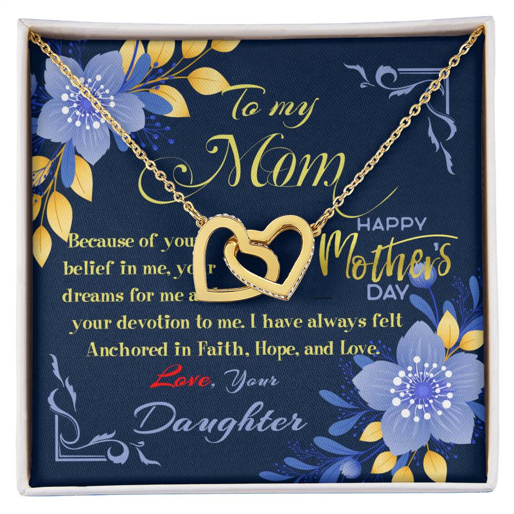 Interlocked Hearts Necklace Gift Set - From Daughter To Mom Interlocking Hearts Necklace