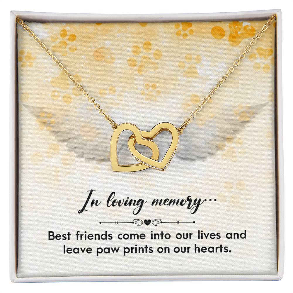 Heart Necklace In Loving Memory Sympathy Gift Pet Loss Dog Memorial Gift Cat Loss Memorial Gifts For Pets Necklace Remembrance Gift Interlocking Hearts Necklace