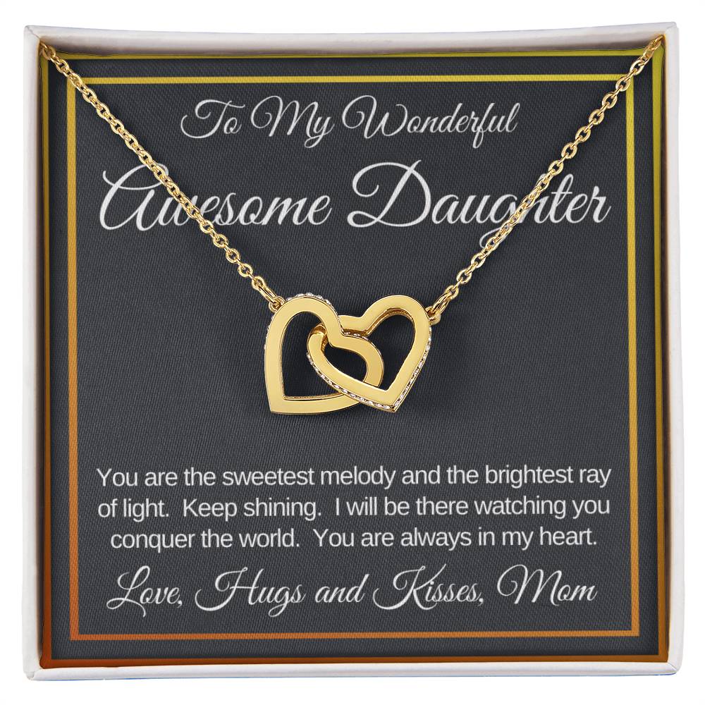 Awesome Daughter Linked Hearts Necklace Gift From Mom Interlocking Hearts Necklace