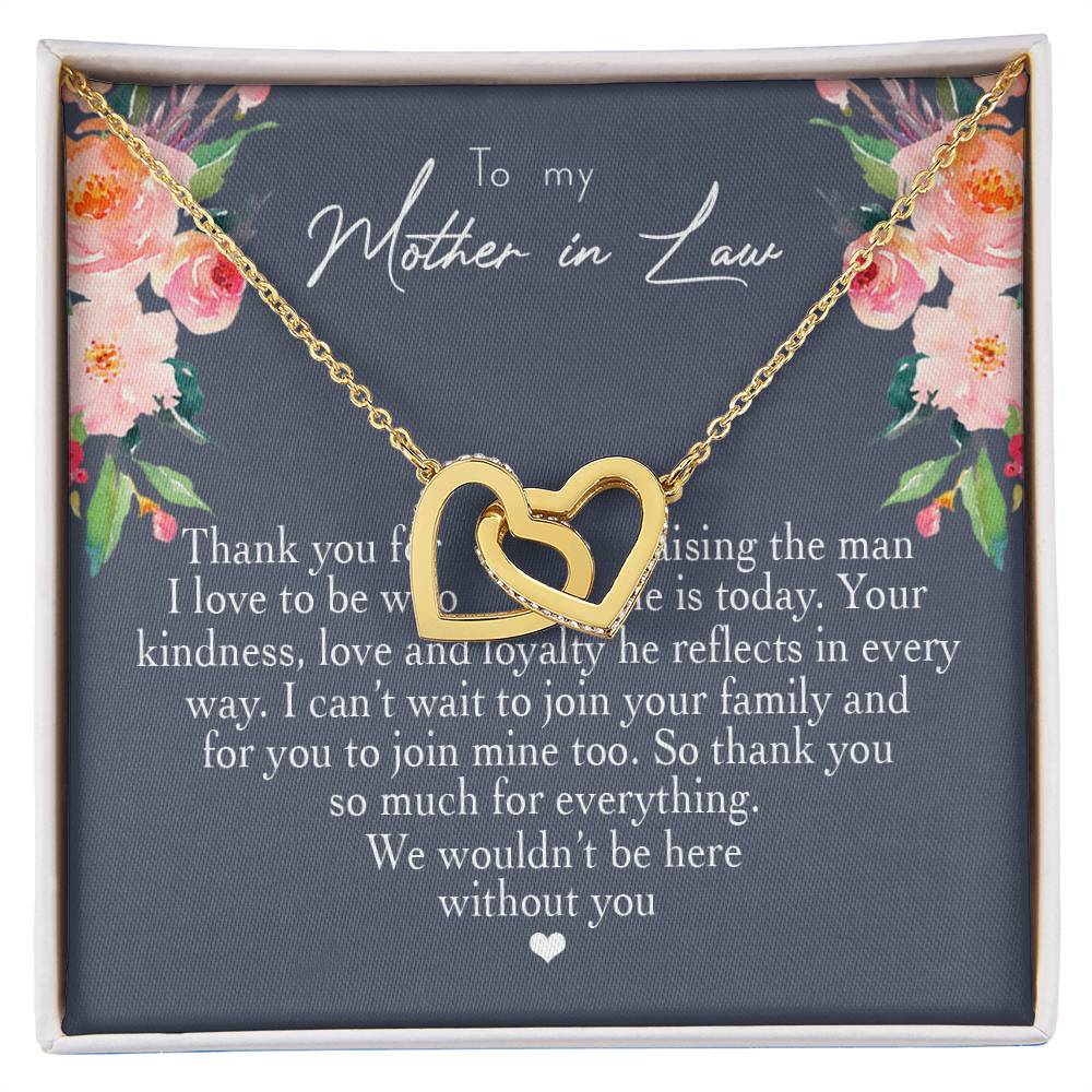 To My Mother In Law Thank You For Raising The Man I Love Heart Necklace Interlocking Hearts Necklace