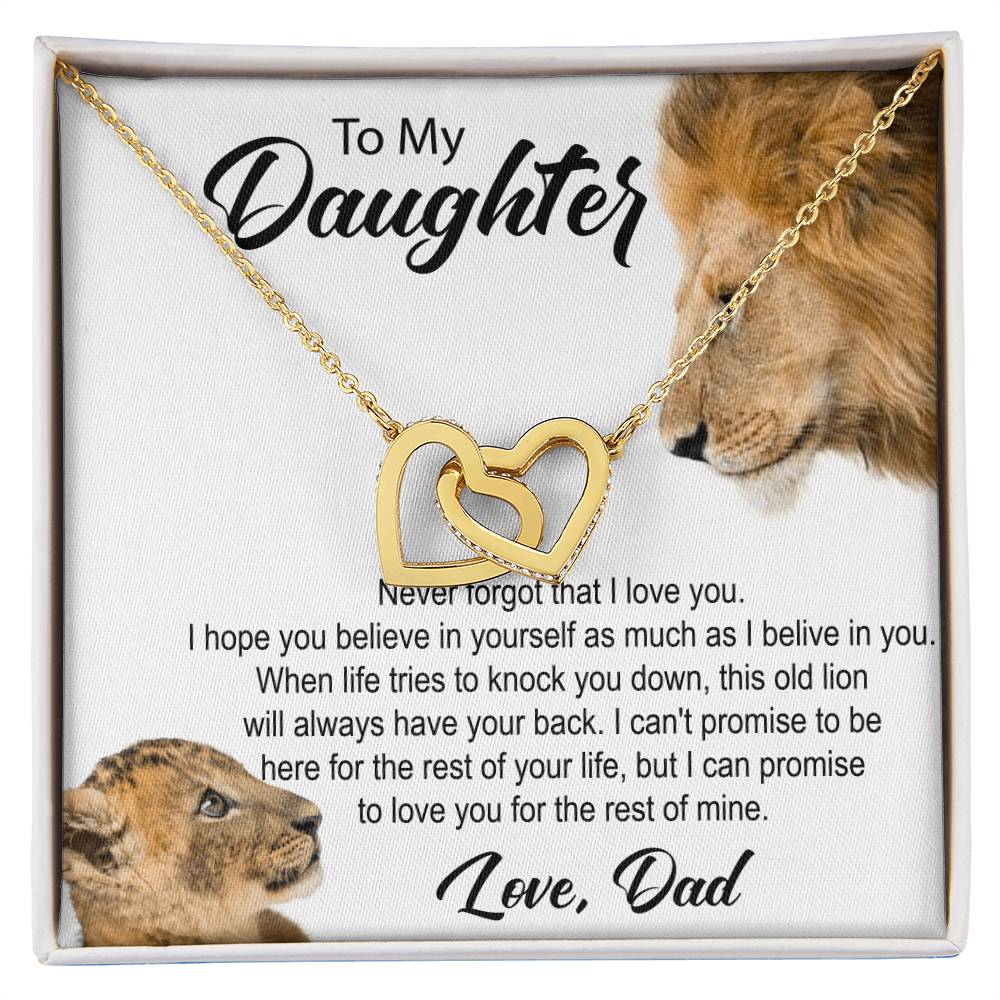 To My Daughter. Interlocking Hearts Necklace