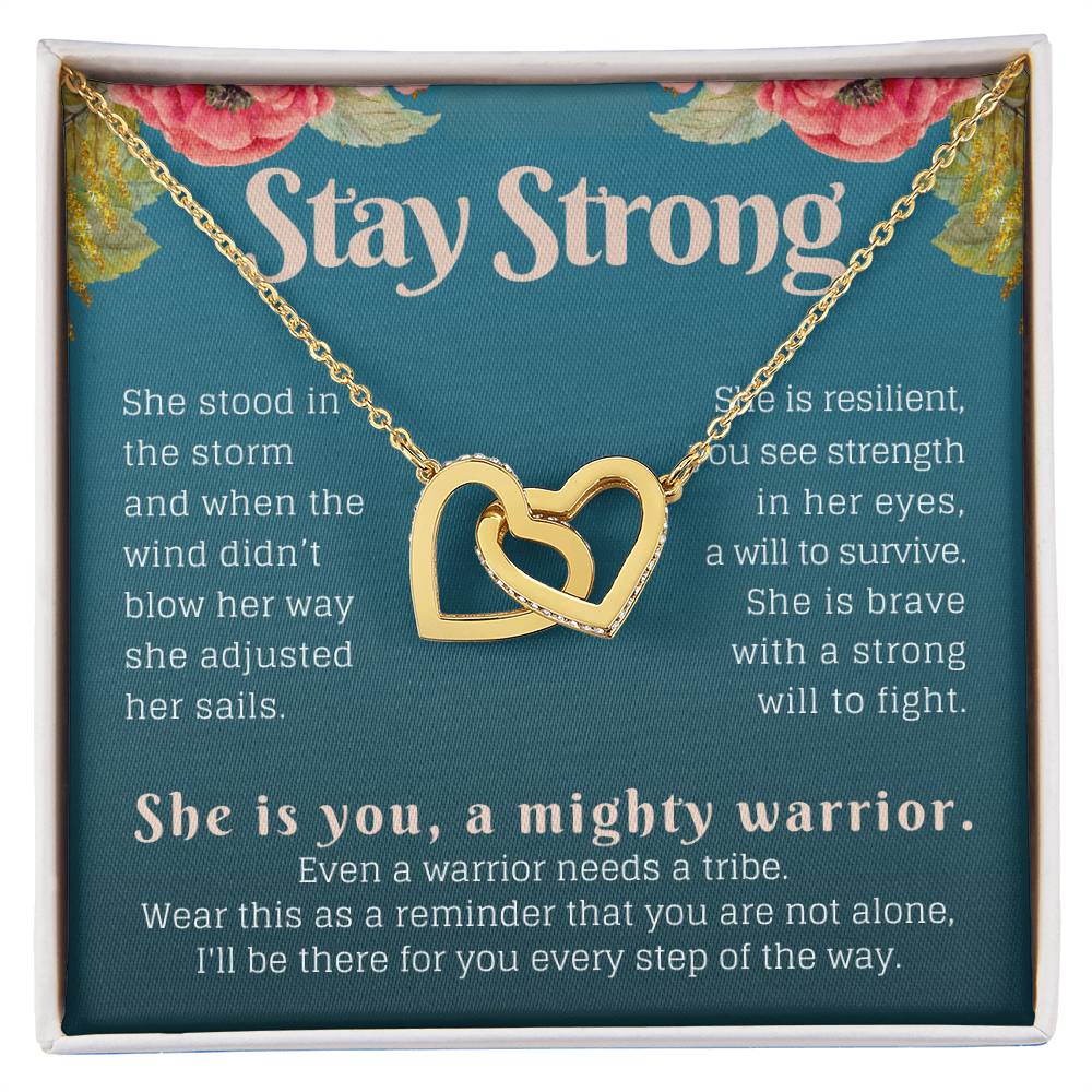 Stay Strong Recovery Gift Necklace Interlocking Hearts Necklace