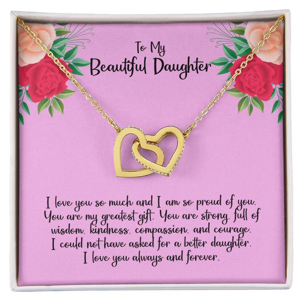 To My Beautiful Daughter - Interlocking Heart Necklace Interlocking Hearts Necklace