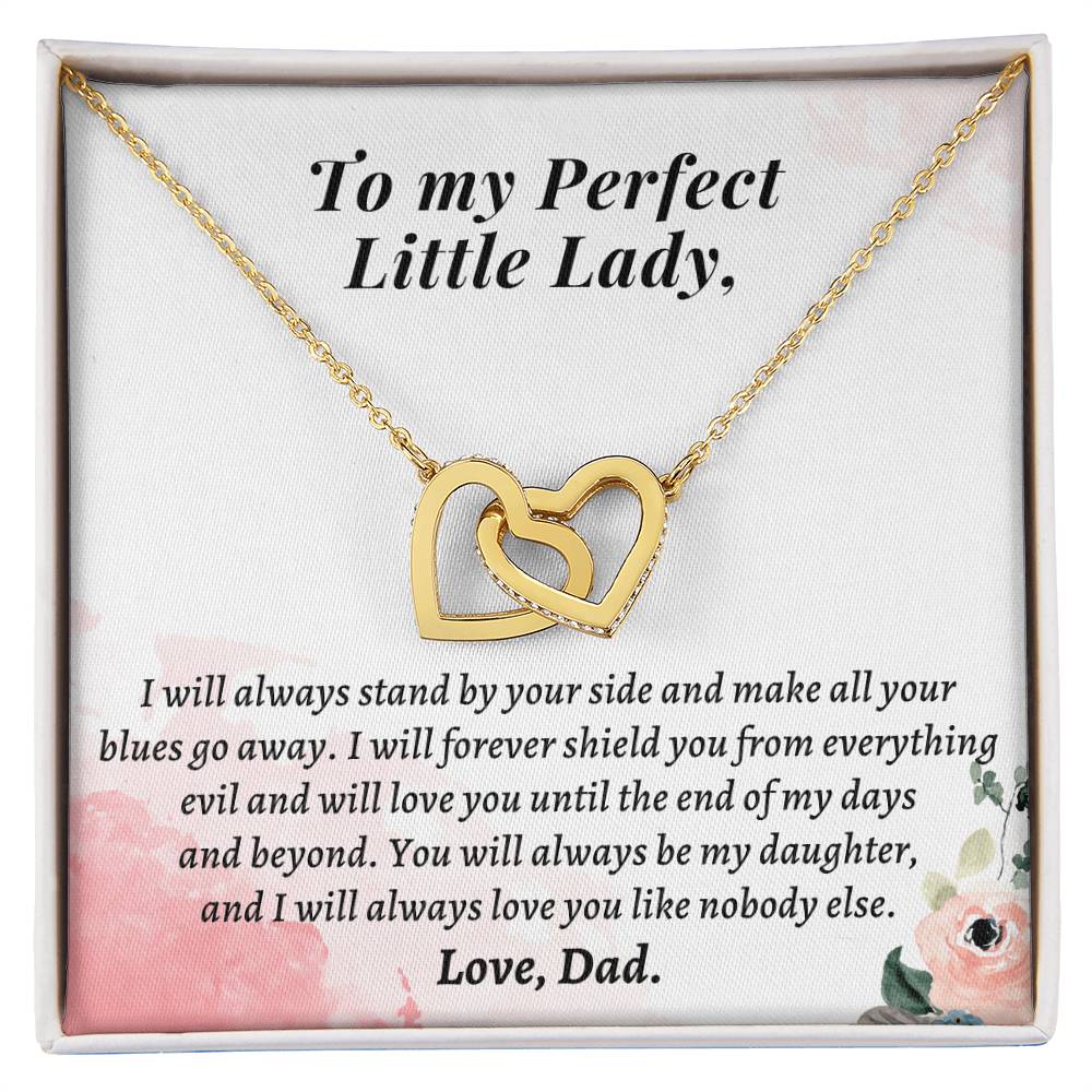 Gift For Daughter From Dad - I Will Always Love You Like Nobody Else Interlocking Hearts Necklace
