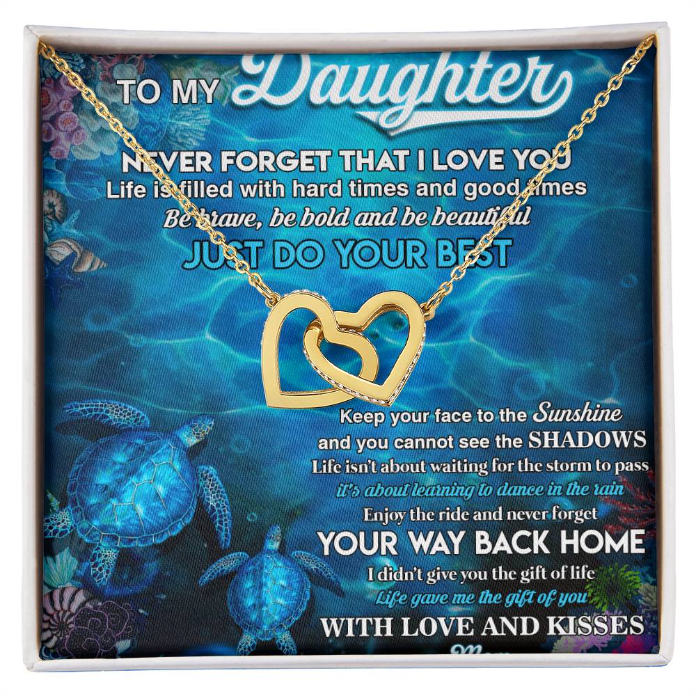 To My Daughter From Mom Interlocking Hearts Necklace Message Card