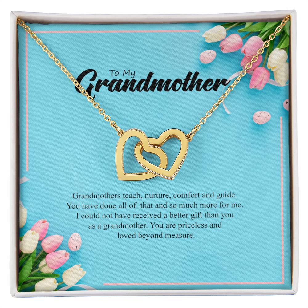 To My Grandmother- You Are Priceless Interlocking Necklace Interlocking Hearts Necklace