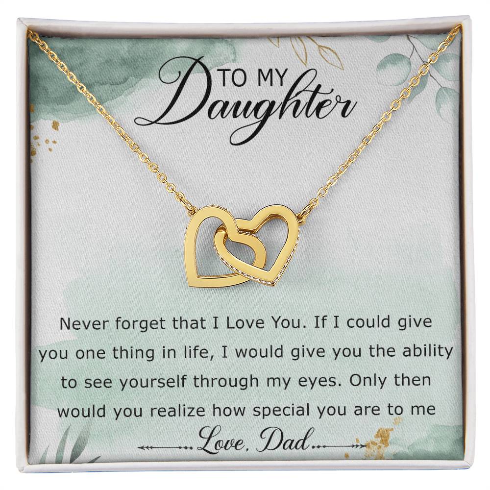 To My Daughter Interlocking Hearts Necklace Message Card