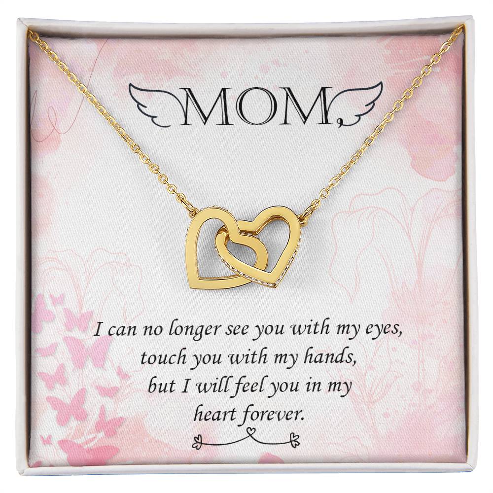 Double Heart Pendant Necklace Remembrance Mom Interlocking Hearts Necklace