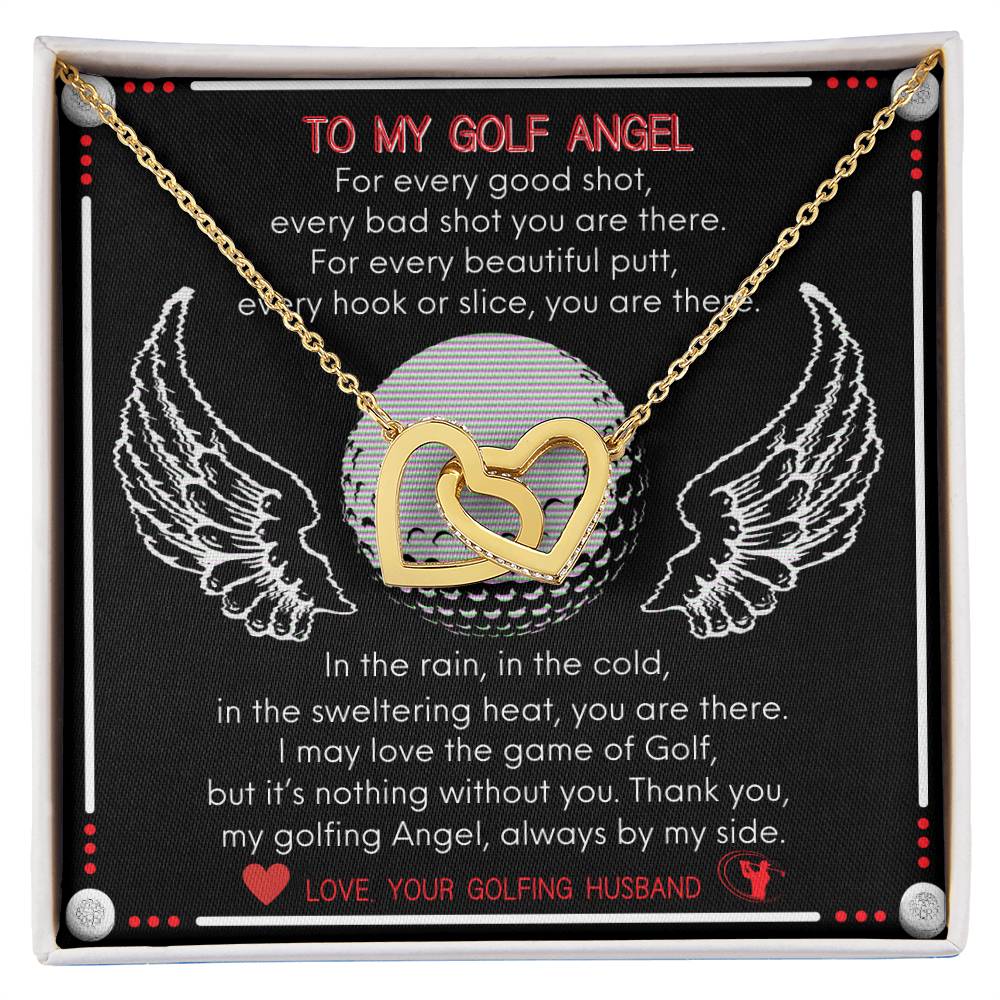 To My Golf Angel - Never Ending Love Necklace - From Your Golfing Husband Interlocking Hearts Necklace